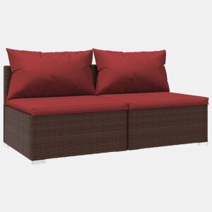 Móveis de jardim móveis de exterior Conjunto de móveis de 2 peças com almofadas de resina tecida marrom 02_0015903
