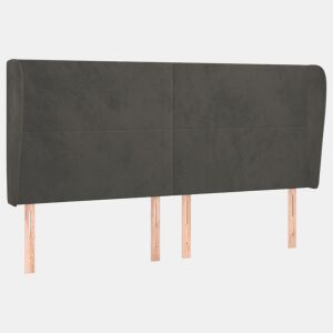 vidaXL Cabeceira cama c abas veludo 203x23x118128 cm cinzento-escuro