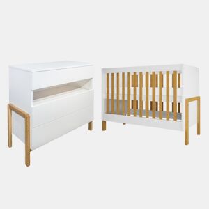 Berço 60x120 e Cómoda 3 gavetas Kocot Kids Victor Branco Carvalho