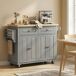 Isla de Cocina MDF, Madera de Caucho HOMCOM, hogar - cocina Isla de Cocina MDF, Madera de Caucho HOMCOM, hogar - cocina Gris