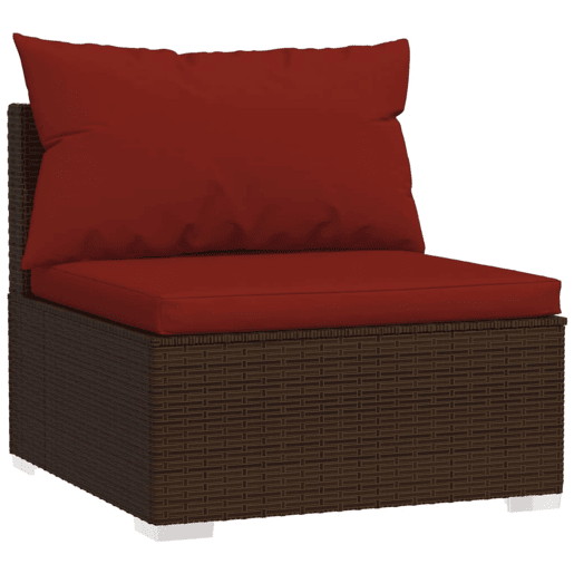 Móveis de jardim móveis de exterior Conjunto de móveis de 5 peças com almofadas de resina tecida marrom 02_0016468