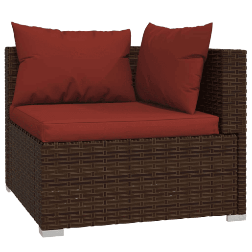 Móveis de jardim móveis de exterior Conjunto de móveis de 5 peças com almofadas de resina tecida marrom 02_0016468