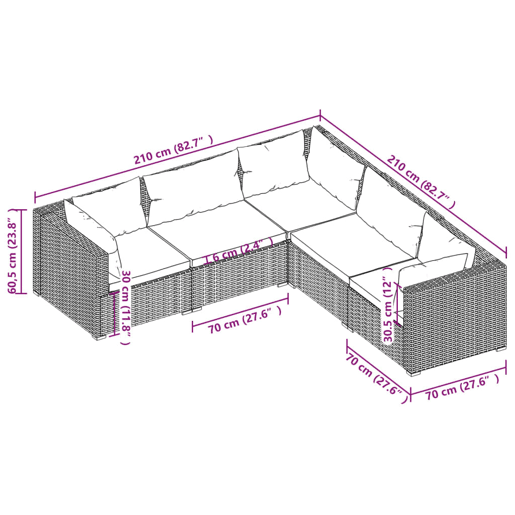 Móveis de jardim móveis de exterior Conjunto de móveis de 5 peças com almofadas de resina tecida marrom 02_0016468