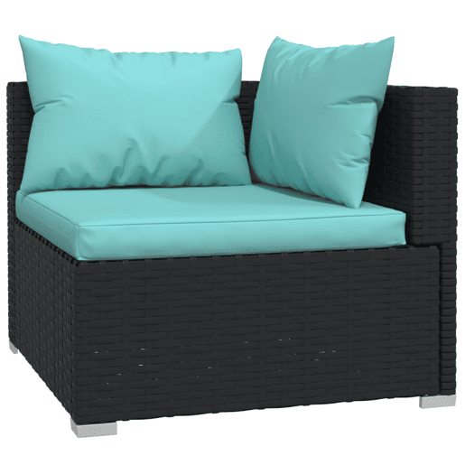 Móveis de jardim móveis de exterior Conjunto de móveis de 5 peças com almofadas de resina tecida preta 02_0016471 Móveis de jardim móveis de exterior Conjunto de móveis de 5 peças com almofadas de resina tecida preta 02_0016471