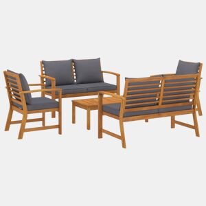 Móveis de jardim móveis de exterior Conjunto de móveis de 5 peças com almofada madeira de acácia maciça 02_0016291