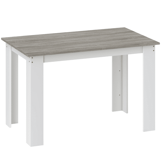 HOMCOM Mesa de Sala de Jantar para 4-6 Pessoas Mesa de Cozinha Retangular Estilo Moderno com Bancada de Melamina de Madeira Carga 50 kg 120x69x75 cm Cinza e Branco