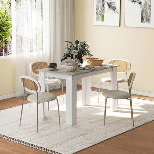 HOMCOM Mesa de Sala de Jantar para 4-6 Pessoas Mesa de Cozinha Retangular Estilo Moderno com Bancada de Melamina de Madeira Carga 50 kg 120x69x75 cm Cinza e Branco