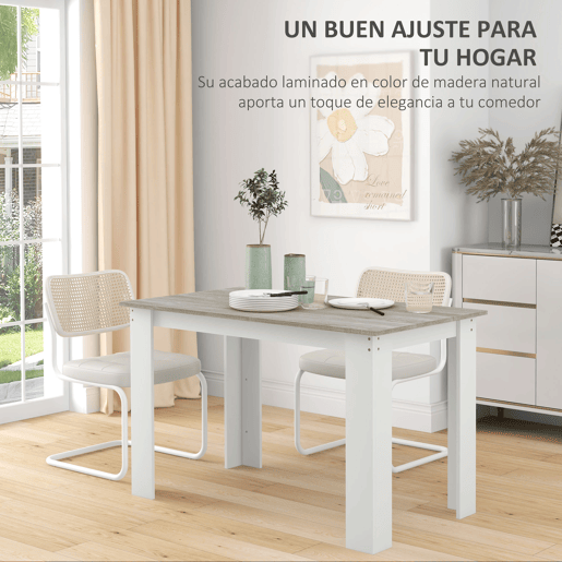 HOMCOM Mesa de Sala de Jantar para 4-6 Pessoas Mesa de Cozinha Retangular Estilo Moderno com Bancada de Melamina de Madeira Carga 50 kg 120x69x75 cm Cinza e Branco