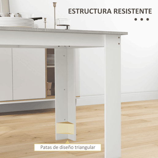 HOMCOM Mesa de Sala de Jantar para 4-6 Pessoas Mesa de Cozinha Retangular Estilo Moderno com Bancada de Melamina de Madeira Carga 50 kg 120x69x75 cm Cinza e Branco