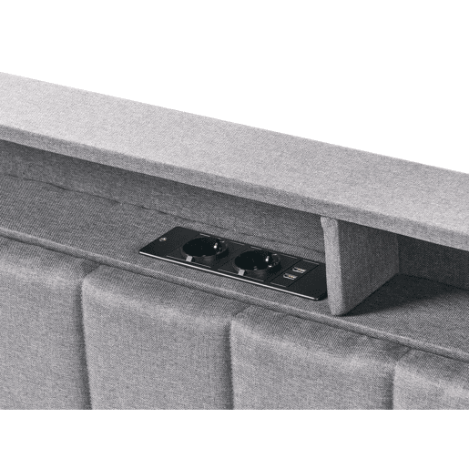 Cama com LED Tecido BEAULIEU 160 x 200 cm com arrumação com entrada USB Cinzento escuro
