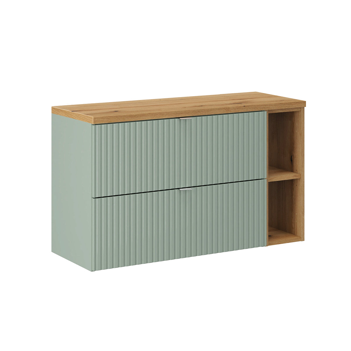Mueble bajo lavabo 100cm 2 cajones 2 compartimientos jade verde y madera
