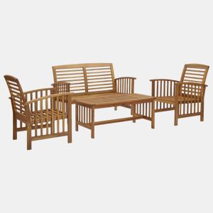 Conjunto de móveis de jardim para exterior 4 peças em madeira maciça de acácia 02_0016222