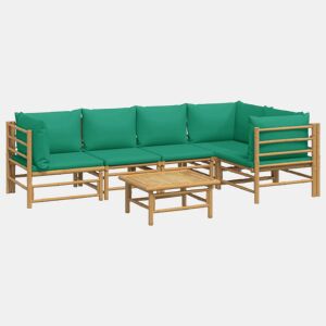 Móveis de jardim móveis de exterior Conjunto de móveis de 6 peças com almofadas de bambu verde 02_0016955