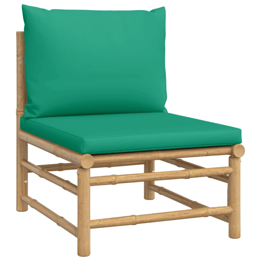 Móveis de jardim móveis de exterior Conjunto de móveis de 6 peças com almofadas de bambu verde 02_0016955