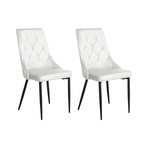 Conjunto de 2 cadeiras de jantar AVENIR Veludo Branco creme