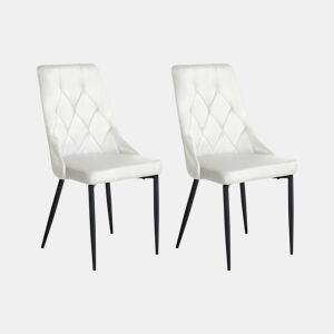 Conjunto de 2 cadeiras de jantar AVENIR Veludo Branco creme