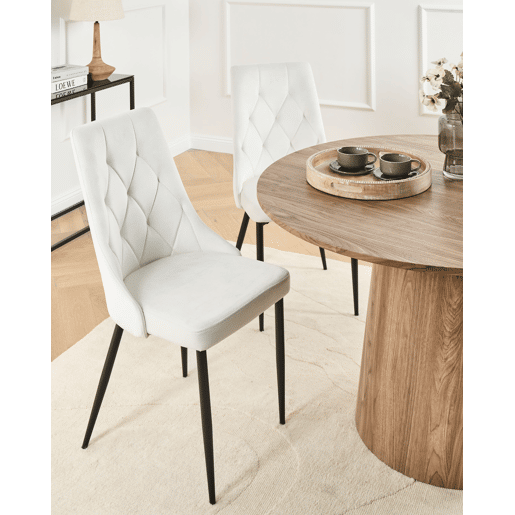 Conjunto de 2 cadeiras de jantar AVENIR Veludo Branco creme