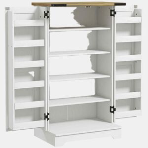HOMCOM Armário Despensa de Cozinha com 2 Portas e 16 Prateleiras Alacena Rústica com Prateleira Ajustável para Sala de Jantar ou Sala de Estar 60x40x104 cm Creme