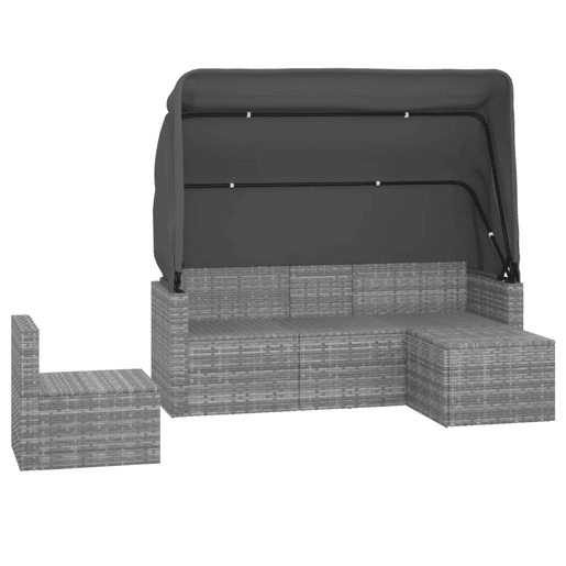 Conjunto de sofá de jardim de 4 peças com almofadas de vime de resina cinza 02_0013555 Conjunto de sofá de jardim de 4 peças com almofadas de vime de resina cinza 02_0013555
