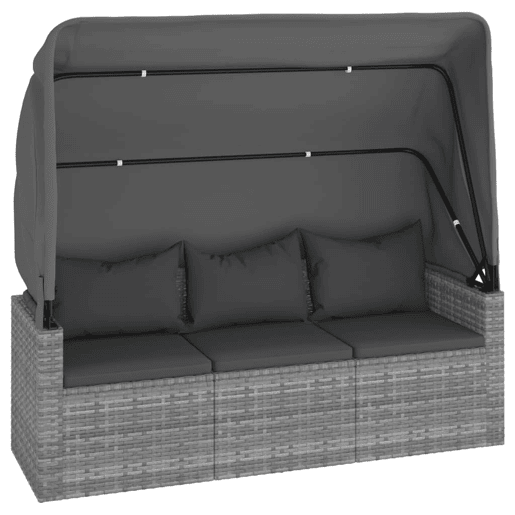 Conjunto de sofá de jardim de 4 peças com almofadas de vime de resina cinza 02_0013555 Conjunto de sofá de jardim de 4 peças com almofadas de vime de resina cinza 02_0013555