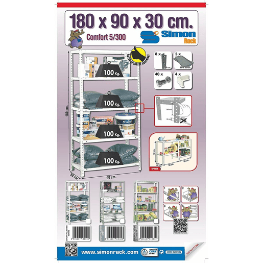Estantes Simon Rack Comfort 5300 Metal 5 Prateleiras 500 kg (180 x 90 x 30 cm)