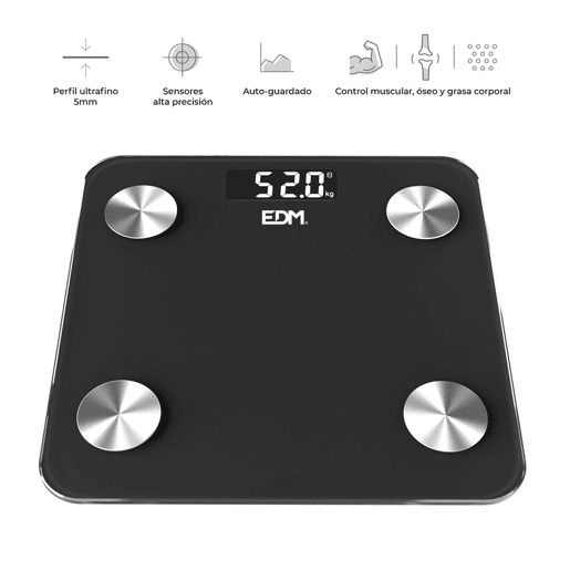 Balança digital para casa de banho EDM 07613 Body Composition Preto 180 kg