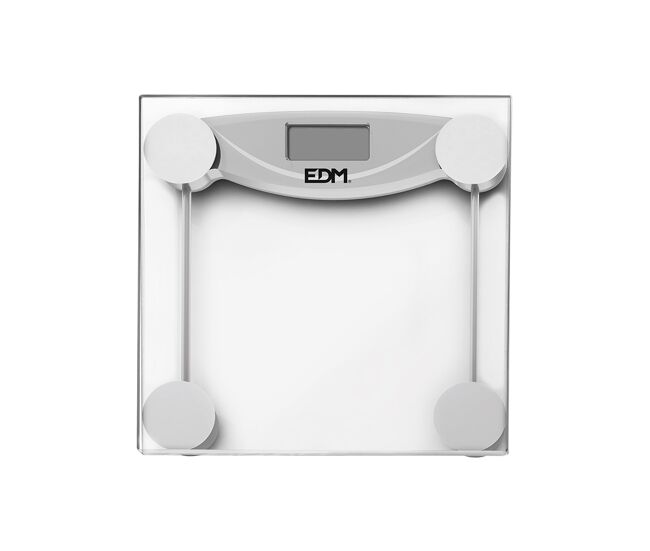 Báscula digital de baño edm 07520 negro transparente cristal 180 kg