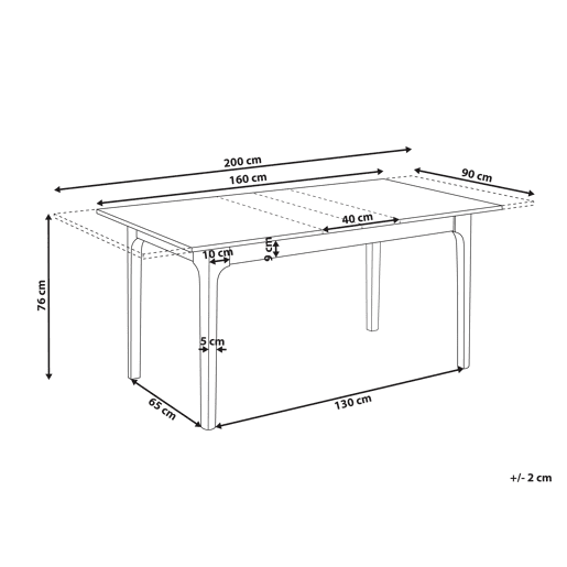 Mesa de jantar extensível DELMAS Freixo claro 160200 cm 90 cm