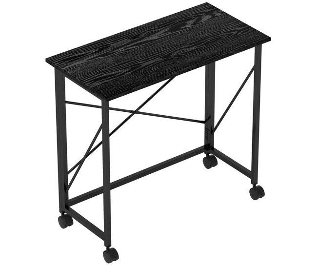 Homcom escritorio plegable con ruedas mesa escritorio compacta mesa de ordenador portátil para casa oficina espacios pequeños 80x40x75 cm negro