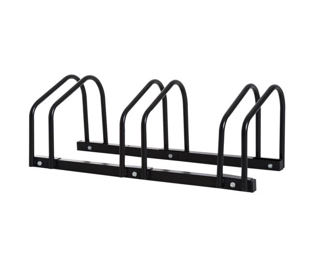 Homcom aparcamiento para bicicletas soporte de acero para aparcar bicicletas en el suelo o pared estacionamiento para interior y exterior 76x33x27 cm