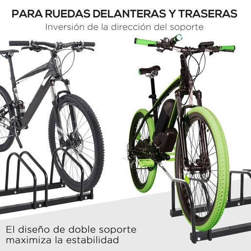 HOMCOM Estacionamento para 3 Bicicletas Suporte de Aço para Estacionar Bicicletas no Chão para Interior e Exterior 76x33x27 cm Preto