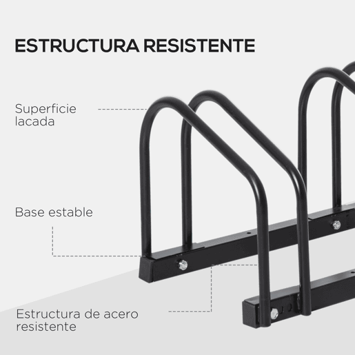 HOMCOM Estacionamento para 3 Bicicletas Suporte de Aço para Estacionar Bicicletas no Chão para Interior e Exterior 76x33x27 cm Preto