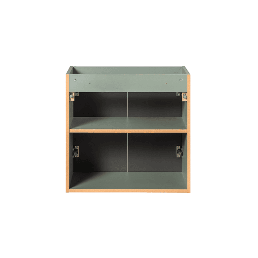 Móvel de lavatório 80cm 2 portas 2 nichos Verde Jade e Madeira