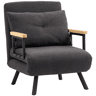 HOMCOM Poltrona Convertível em Cama Dobrável Poltrona 3 em 1 Convertível em Cama com Encosto Ajustável em 5 Níveis e Almofada Acolchoada para Escritório Sala de Estar Carga 120 kg 63x73x81 cm Cinza