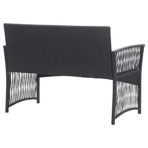 Móveis de jardim móveis de exterior Conjunto de móveis de 4 peças com almofada de resina tecida preta 02_0016075 Móveis de jardim móveis de exterior Conjunto de móveis de 4 peças com almofada de resina tecida preta 02_0016075