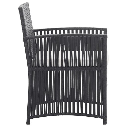 Móveis de jardim móveis de exterior Conjunto de móveis de 4 peças com almofada de resina tecida preta 02_0016075 Móveis de jardim móveis de exterior Conjunto de móveis de 4 peças com almofada de resina tecida preta 02_0016075