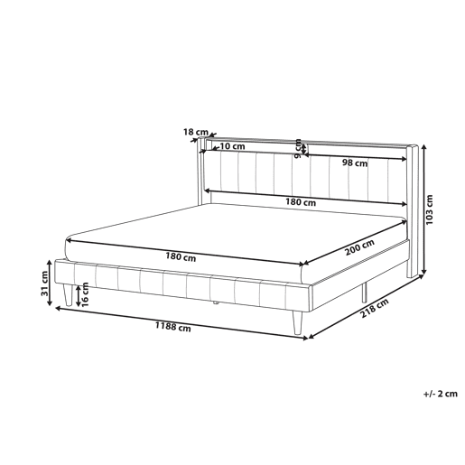 Cama com LED Tecido BEAULIEU 180 x 200 cm com arrumação com entrada USB Creme Cama com LED Tecido BEAULIEU 180 x 200 cm com arrumação com entrada USB Creme