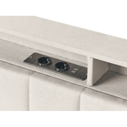 Cama com LED Tecido BEAULIEU 180 x 200 cm com arrumação com entrada USB Creme Cama com LED Tecido BEAULIEU 180 x 200 cm com arrumação com entrada USB Creme