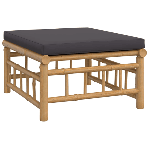 Móveis de jardim móveis de exterior Conjunto de móveis de 3 peças com almofadas de bambu cinza escuro 02_0015968 Móveis de jardim móveis de exterior Conjunto de móveis de 3 peças com almofadas de bambu cinza escuro 02_0015968