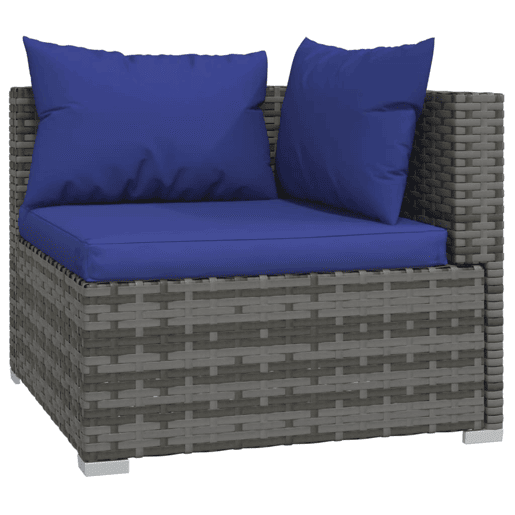 Móveis de jardim móveis de exterior Conjunto de móveis de 4 peças com almofadas de resina tecida cinza 02_0016180 Móveis de jardim móveis de exterior Conjunto de móveis de 4 peças com almofadas de resina tecida cinza 02_0016180