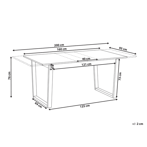 Mesa de jantar extensível CAMDEN Freixo claro 160200 cm 95 cm