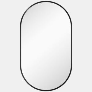 HOMCOM Espelho Casa de Banho Oval 40x3x70 cm Espelho Decorativo de Parede com Estrutura de Liga de Alumínio para Sala de Estar Entrada Corredor Horizontal ou Vertical Preto