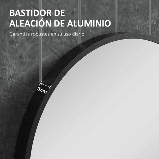 HOMCOM Espelho Casa de Banho Oval 40x3x70 cm Espelho Decorativo de Parede com Estrutura de Liga de Alumínio para Sala de Estar Entrada Corredor Horizontal ou Vertical Preto