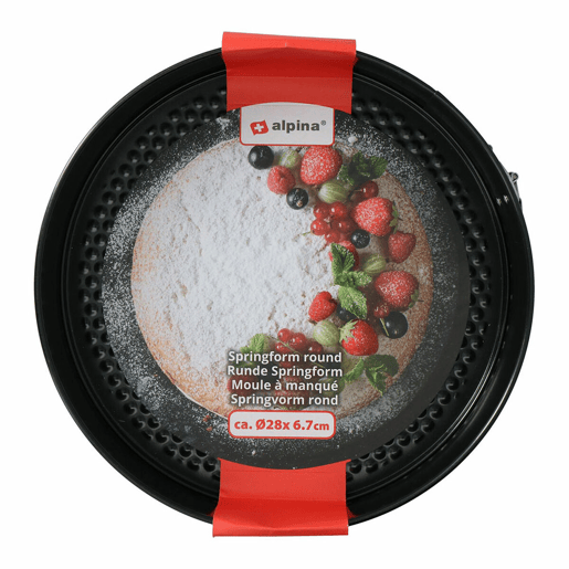 Molde para Bolos Alpina Antideslizante Redondo Preto Aço Ø 28 x 6,7 cm
