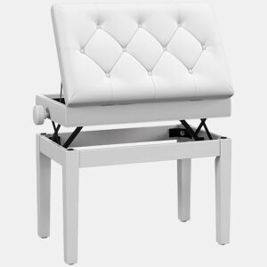HOMCOM Banco de Piano com Espaço de Armazenamento e Altura Ajustável Banco para Piano com Assento Acolchoado Carga 200 kg 54,5x33x48-58 cm Branco