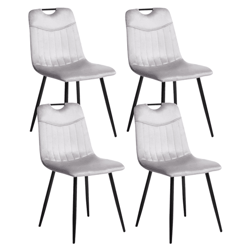 Conjunto de 4 cadeiras de jantar ARGYLE Veludo Cinzento claro