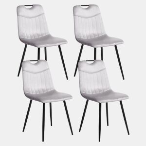 Conjunto de 4 cadeiras de jantar ARGYLE Veludo Cinzento claro
