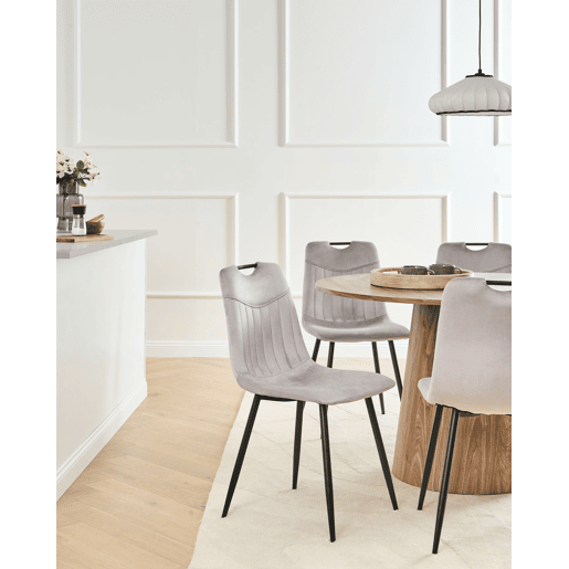 Conjunto de 4 cadeiras de jantar ARGYLE Veludo Cinzento claro
