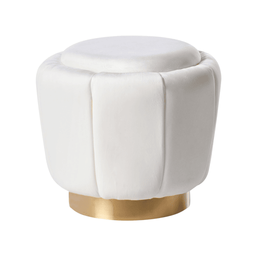 Pufe IRVING Veludo Branco 43 cm 43 cm 37 cm