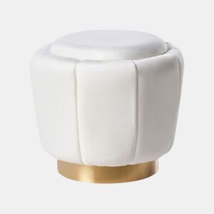 Pufe IRVING Veludo Branco 43 cm 43 cm 37 cm